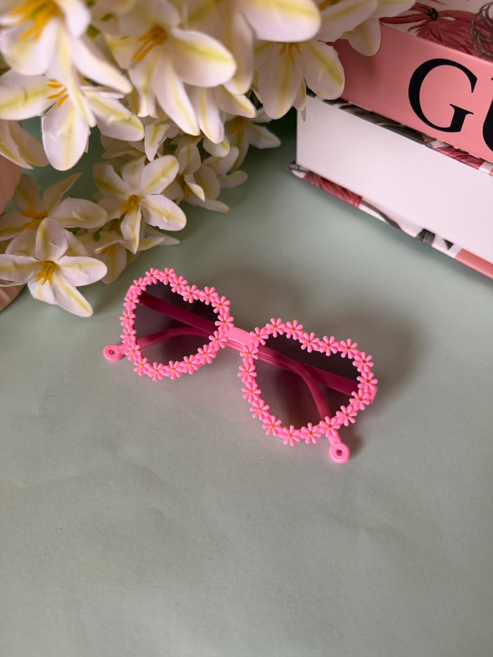 Pink Daisy Heart Sunglasses | Floral Heart Shaped Shades | Cute Summer Accessory