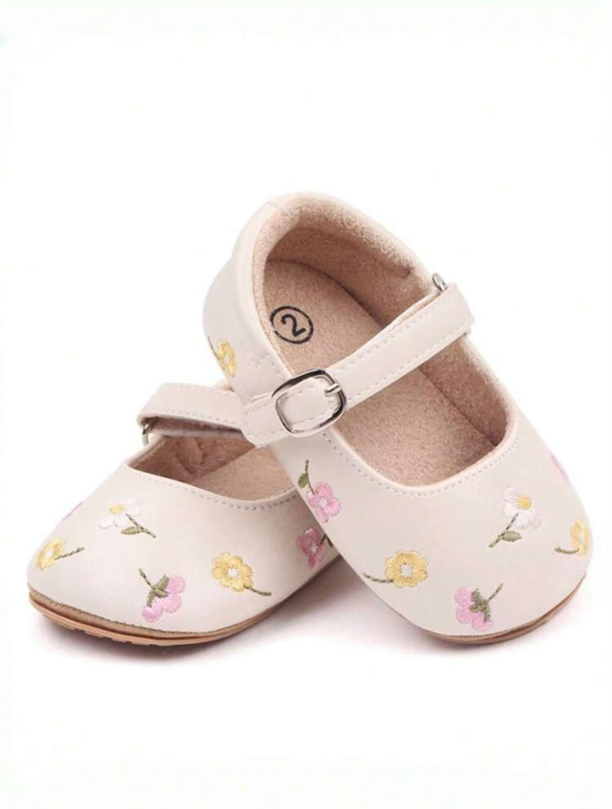 Baby Girl Mary Jane Shoes | Floral Embroidered First Walker Shoes | 6 to 12 month