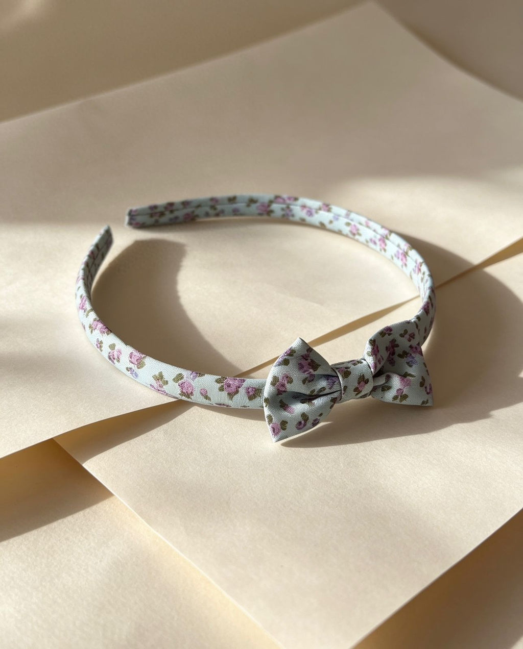 Pastel Blue Floral Bow Headband