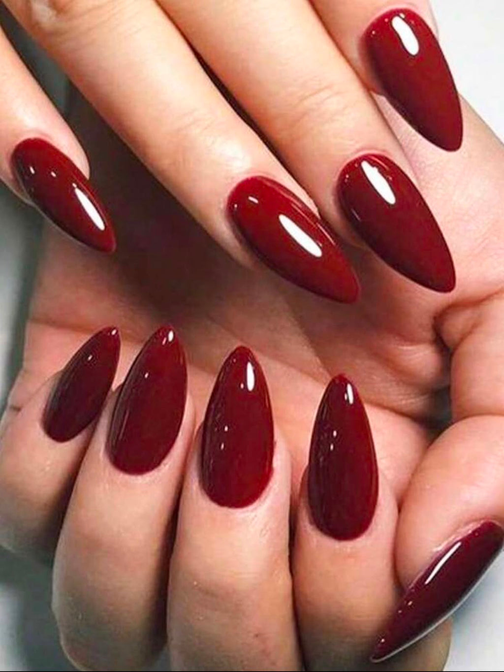Glossy Burgundy Stiletto Press-On Nails | Solid Color Fake Nails