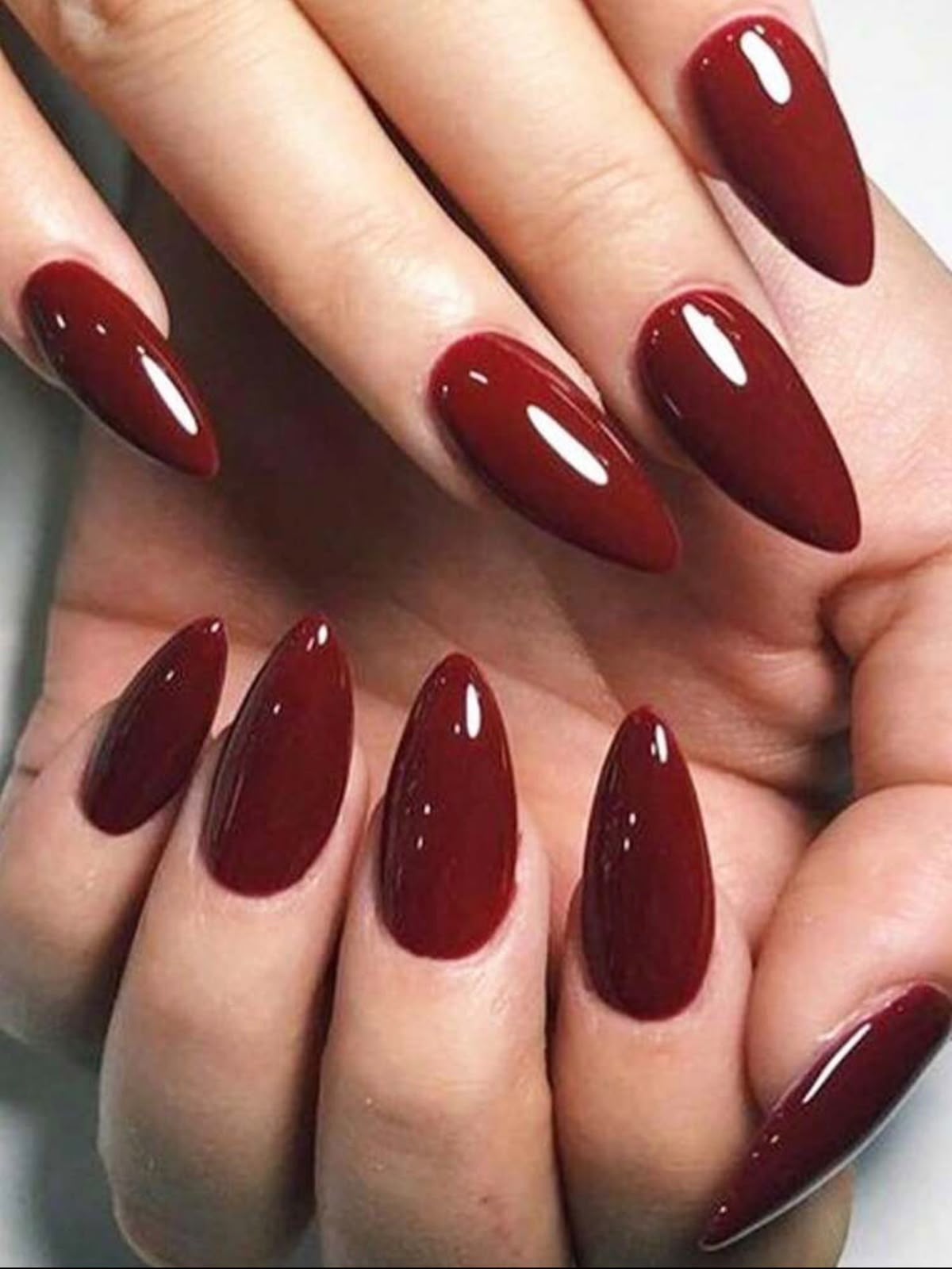 Glossy Burgundy Stiletto Press-On Nails | Solid Color Fake Nails