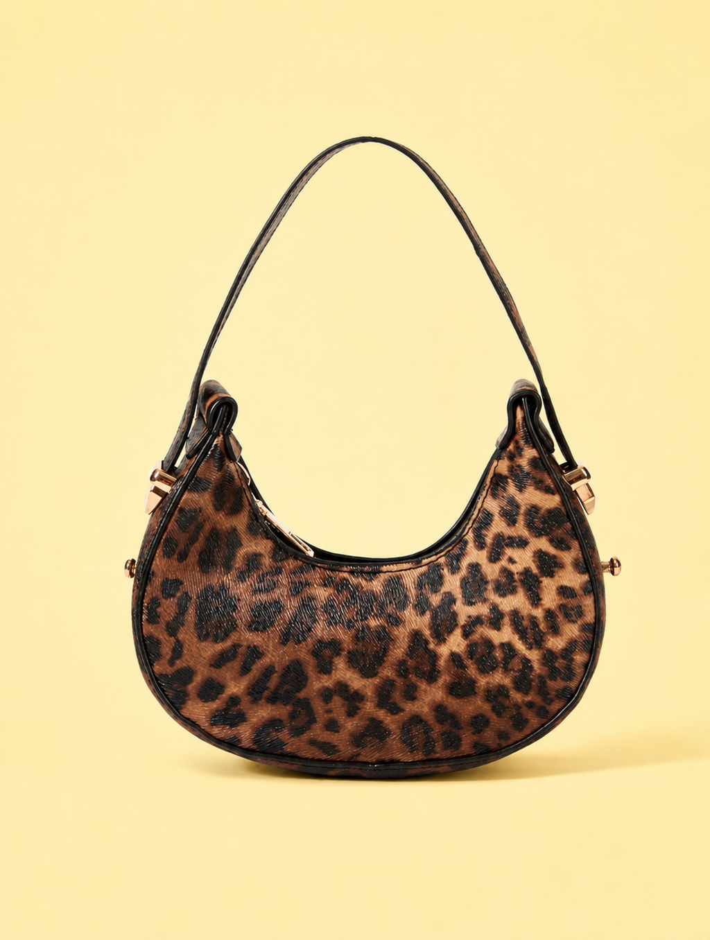 Mini Leopard Print Crescent Shoulder Bag