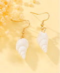 Natural Seashell Drop Earrings – Boho Spiral Shell Dangles