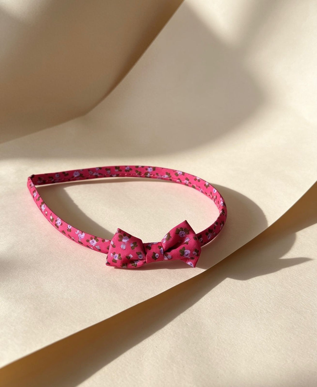 Pink Floral Bow Headband