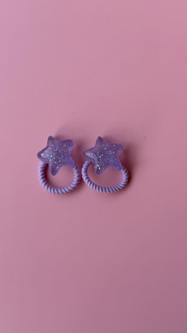 Sparkly Pastel Purple Star Hair Ties