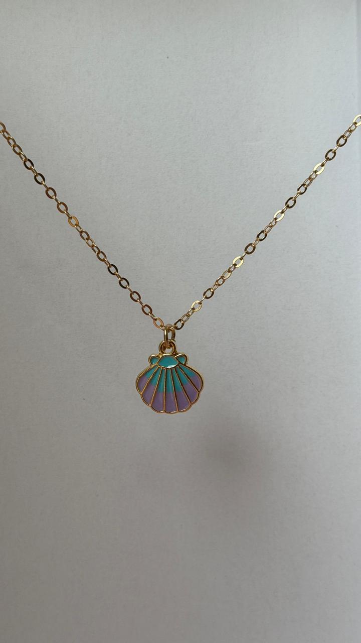Ocean Charm Necklace Set of 3 – Mermaid Tail, Starfish & Seashell | Gold Chain Enamel Pendant Necklaces for Girls