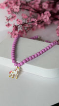 Pink Beaded Unicorn Pendant Necklace for Girls