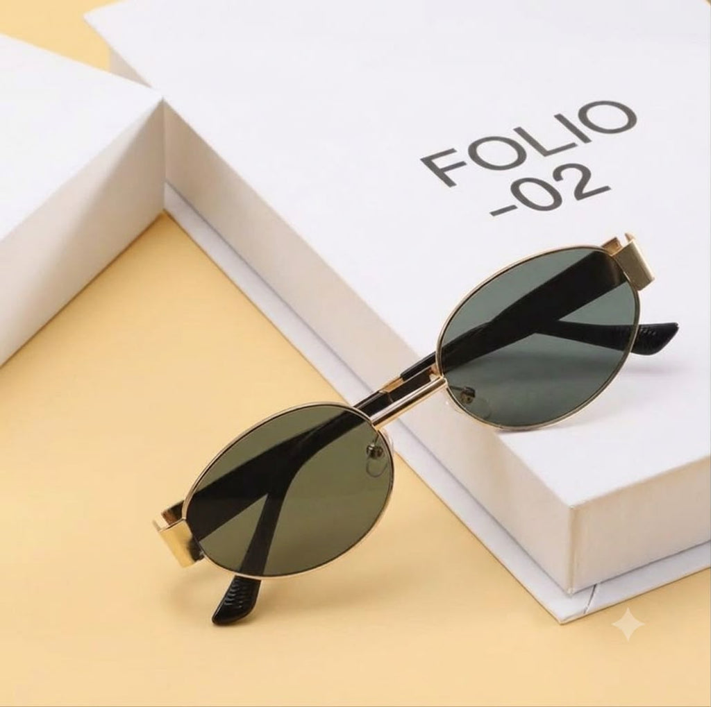 Vintage Oval Sunglasses | Gold Wire Frame, Tinted Lenses