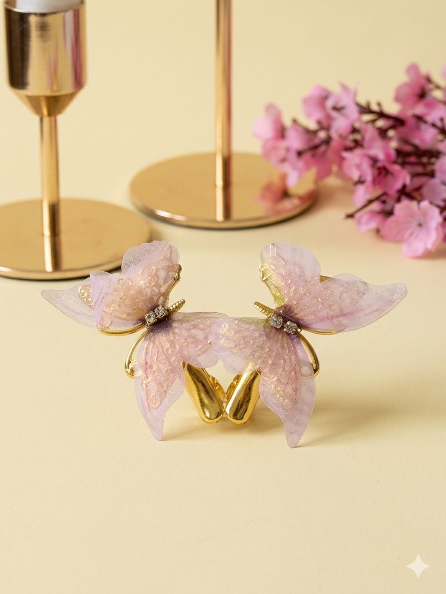 Vintage Dusty Rose Butterfly Hair Clips