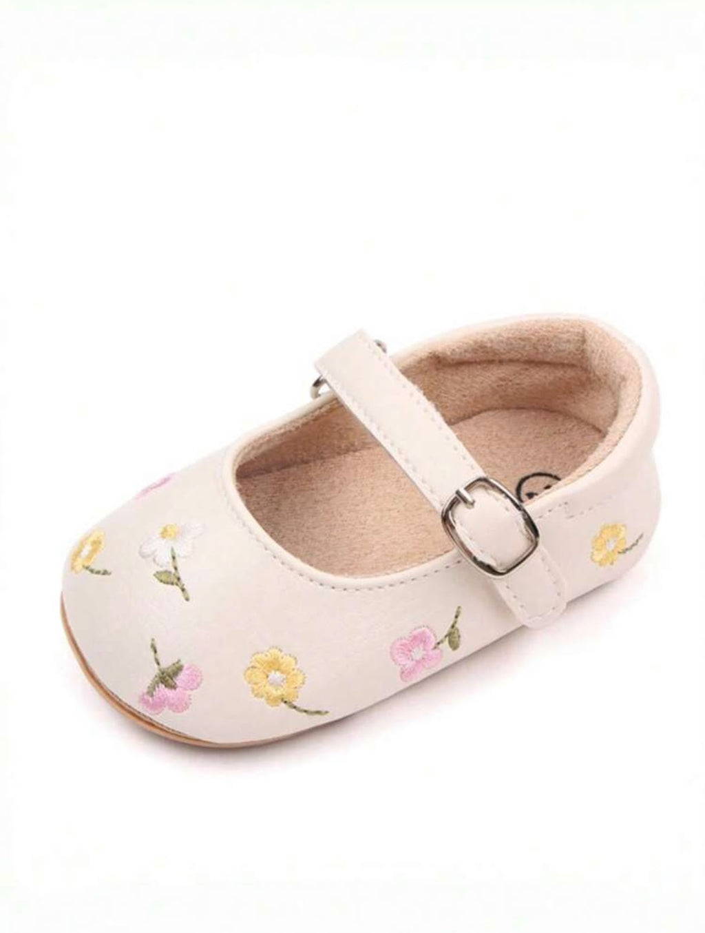 Baby Girl Mary Jane Shoes | Floral Embroidered First Walker Shoes | 6 to 12 month