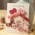 Pink Bow Hair Clips Set