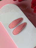 Red Gingham Fabric Snap Hair Clips for Girls