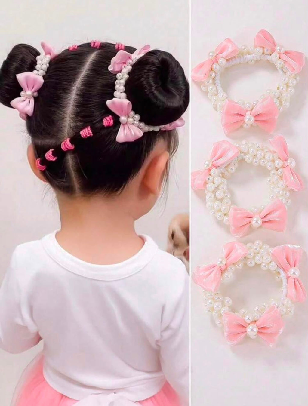 Pearl Bow Hair Scrunchies
