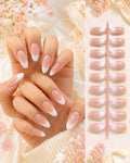Ombre French Tip Press-On Nails | Almond Nude White Fake Nails