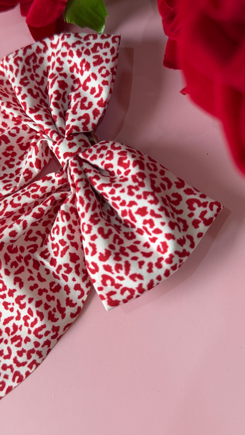Chic Red Cheetah Print Hair Bow