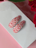Red & Pink Calico Floral Fabric Snap Hair Clips for Girls