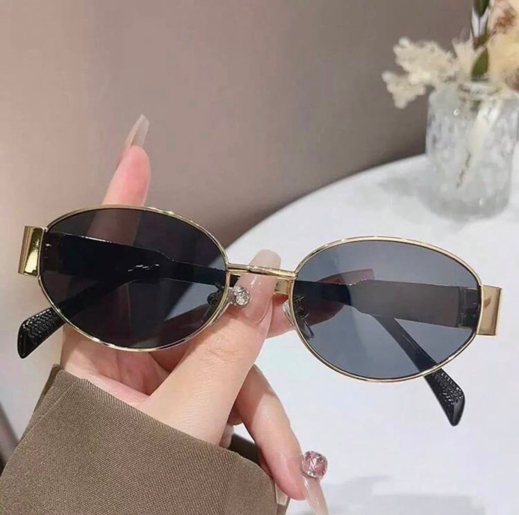 Vintage Oval Sunglasses | Gold Wire Frame, Tinted Lenses