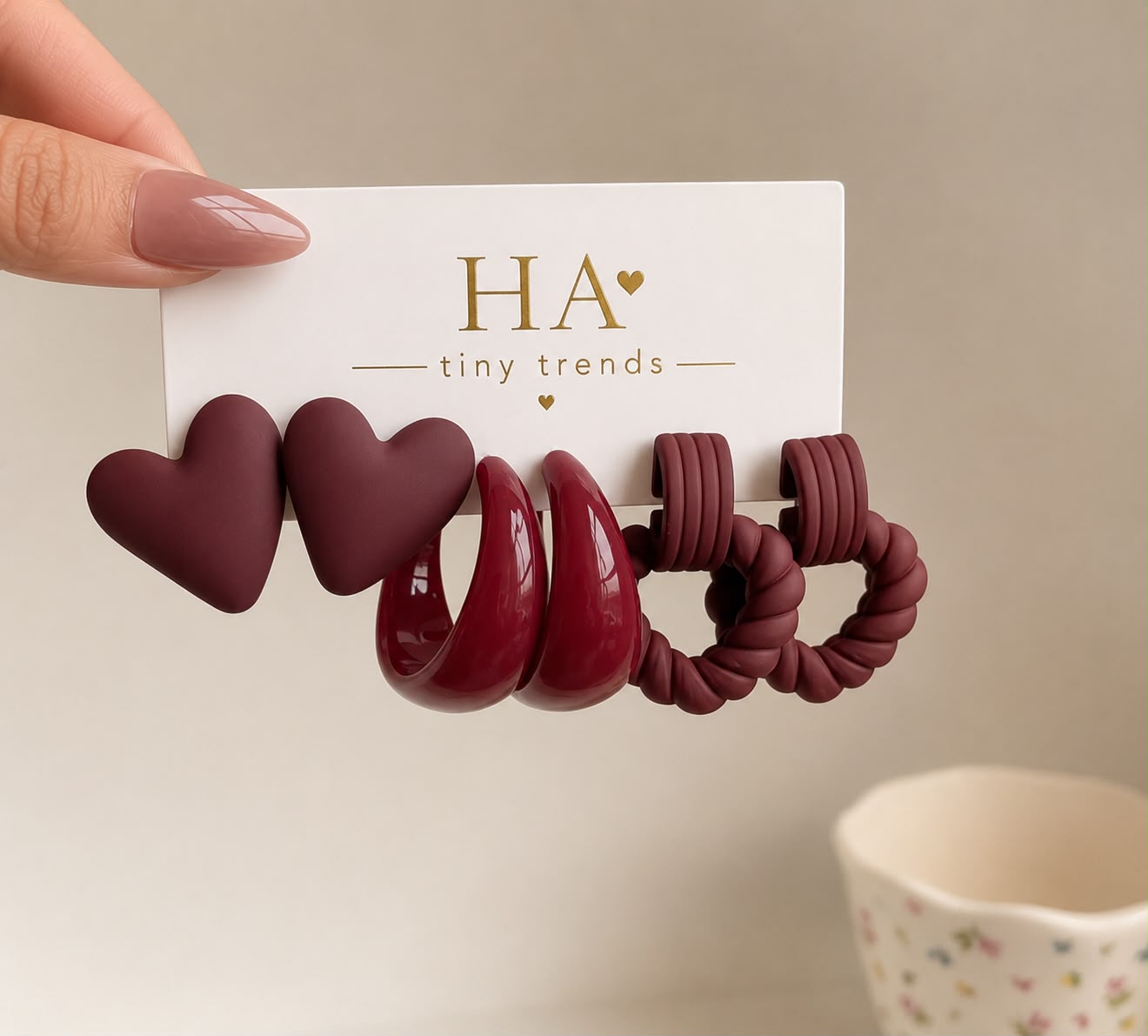 Burgundy earrings - Vintage