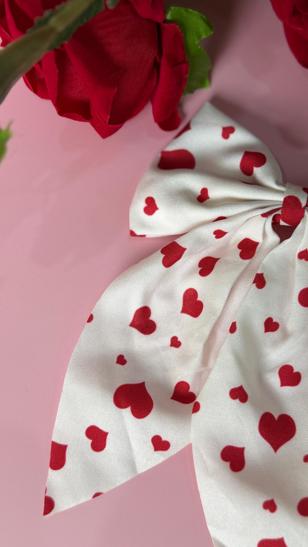 Red Heart Print Hair Bow for Girls