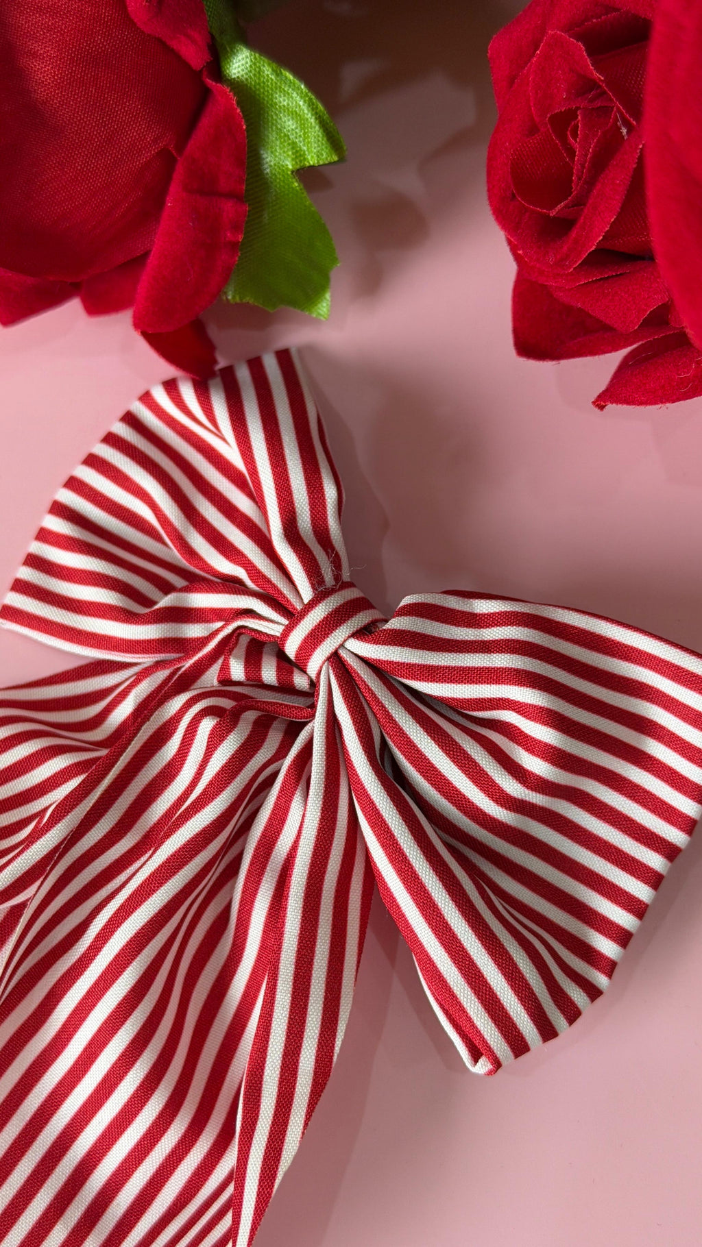 Classic Red and White Candy Stripe Hair Bow