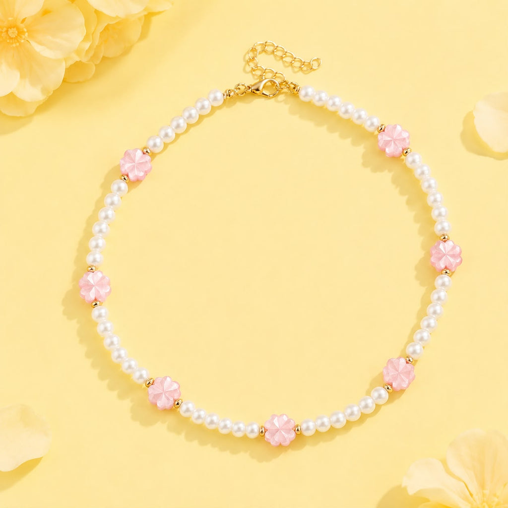 Pink & White Pearl Bow Necklaces