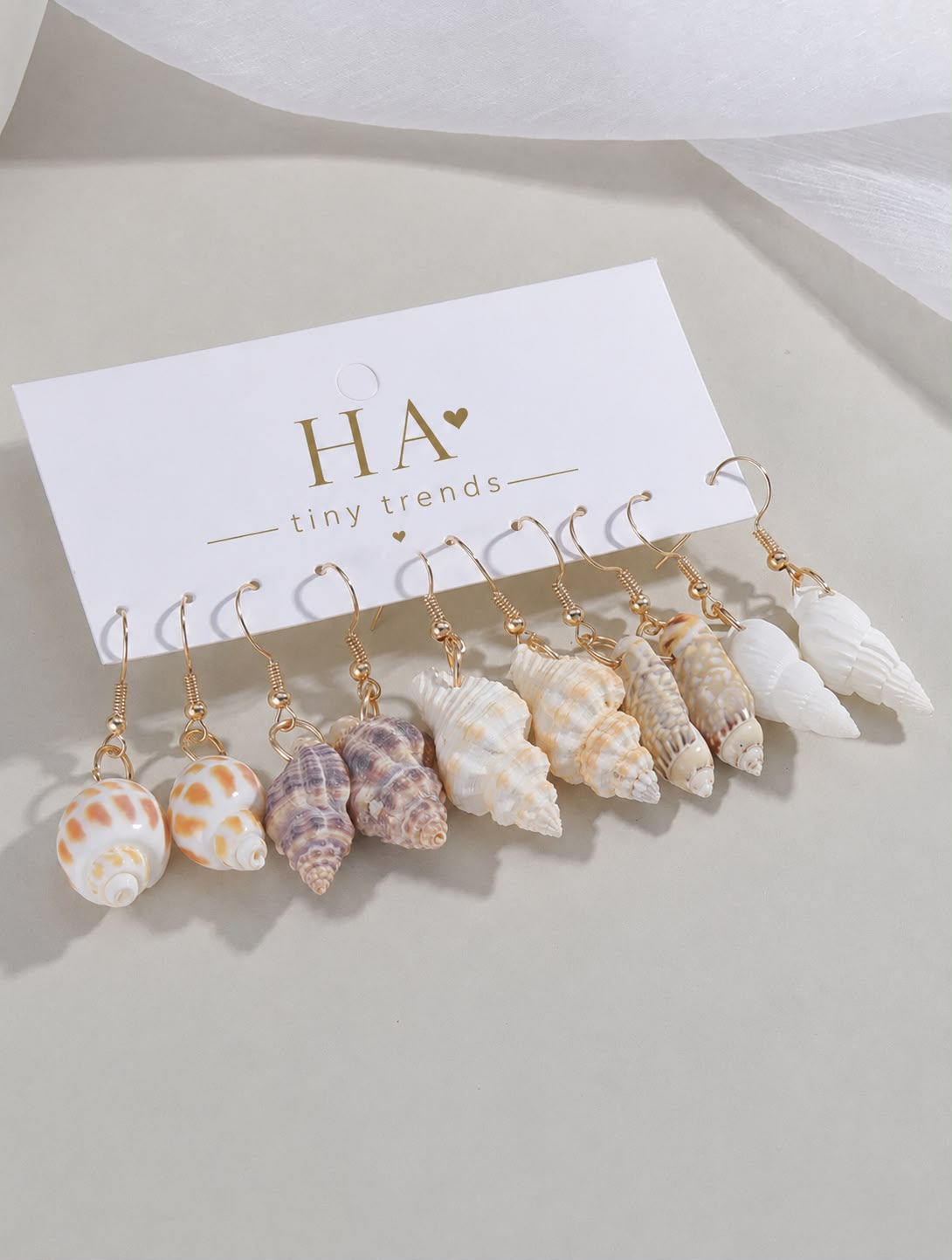 Natural Seashell Drop Earrings – Boho Spiral Shell Dangles