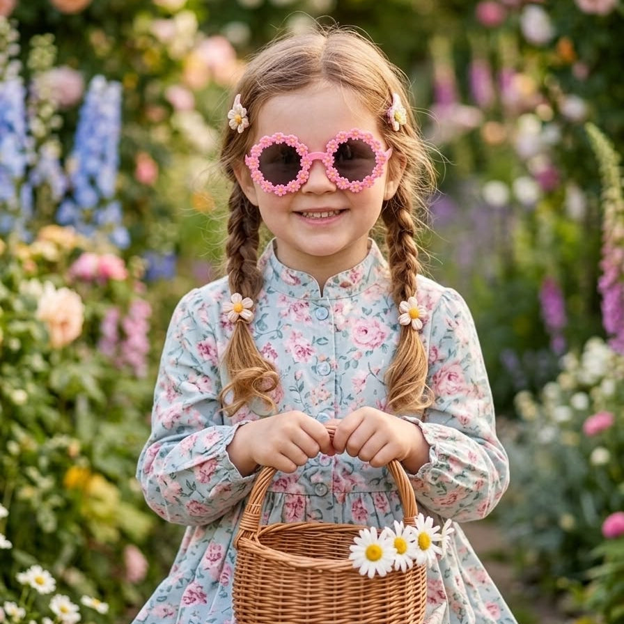 Daisy Flower Sunglasses for Kids – Pink Floral Round Sunnies