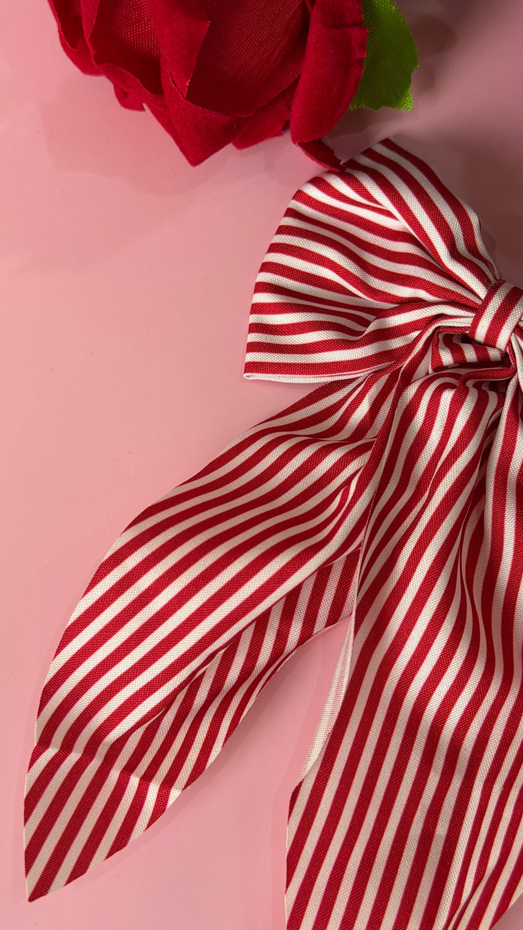 Classic Red and White Candy Stripe Hair Bow