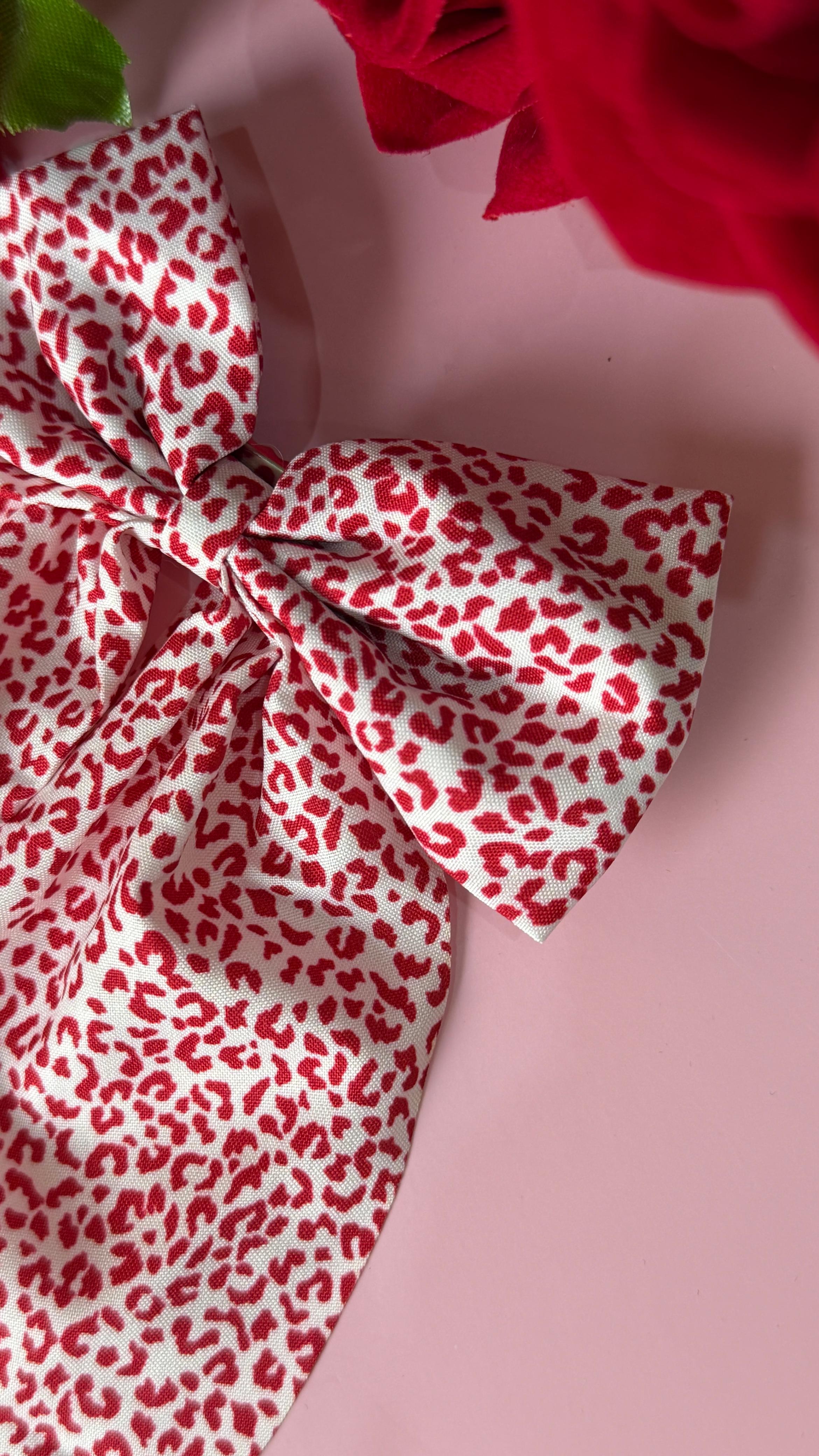 Chic Red Cheetah Print Hair Bow