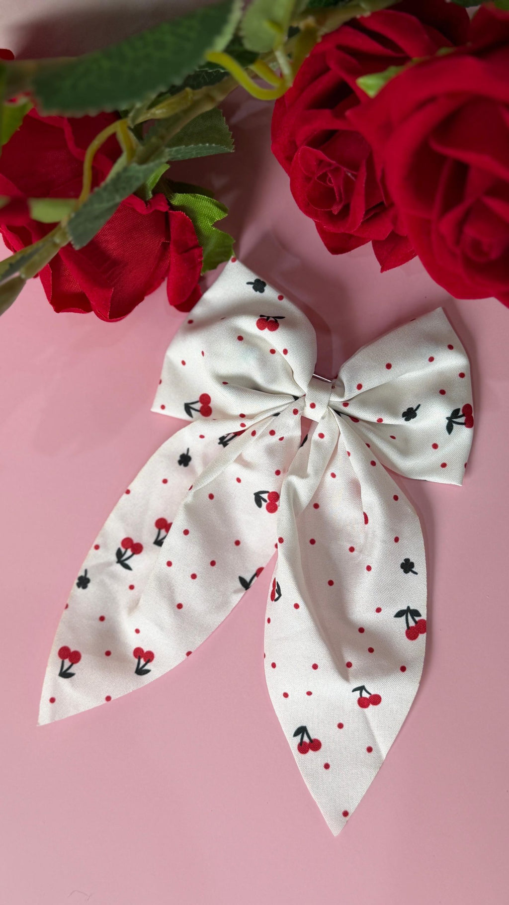 Girls Cherry & Polka Dot Hair Bow