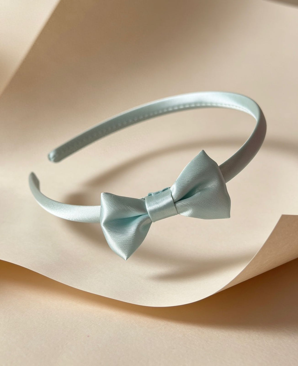 Pastel Blue Satin Bow Headband