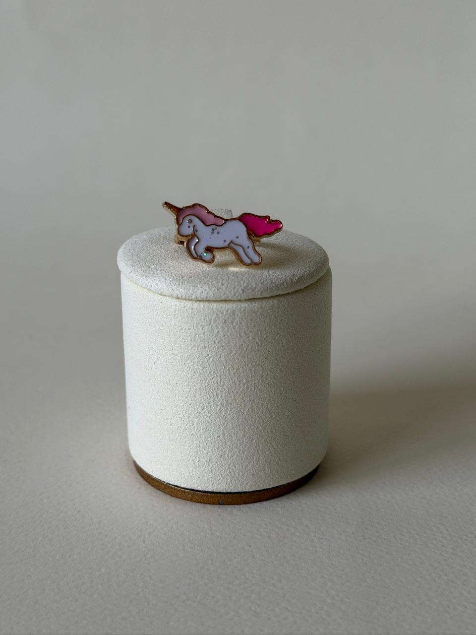 Pink Glitter Unicorn Ring for Girls – Full Body Enamel Unicorn Gold Tone Adjustable Ring | Kids Magical Jewellery Gift