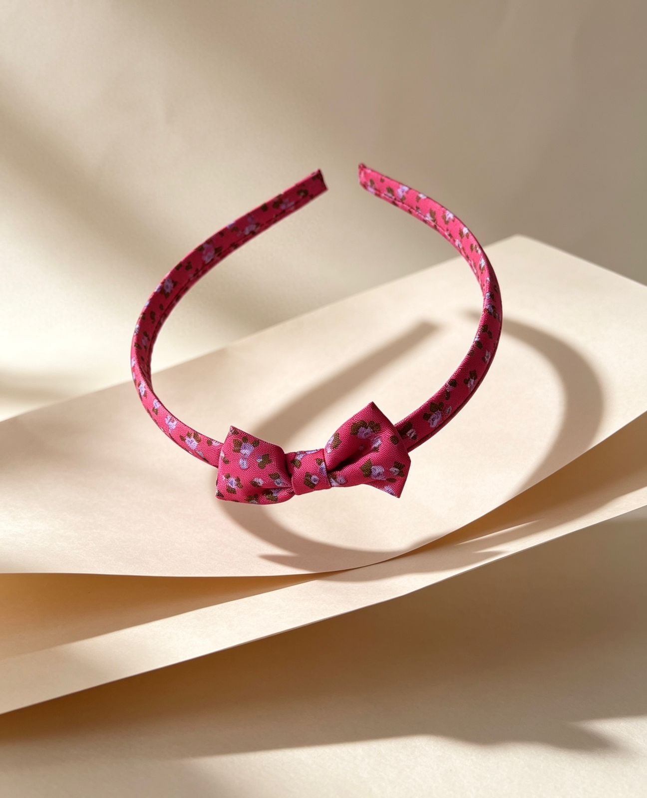 Pink Floral Bow Headband