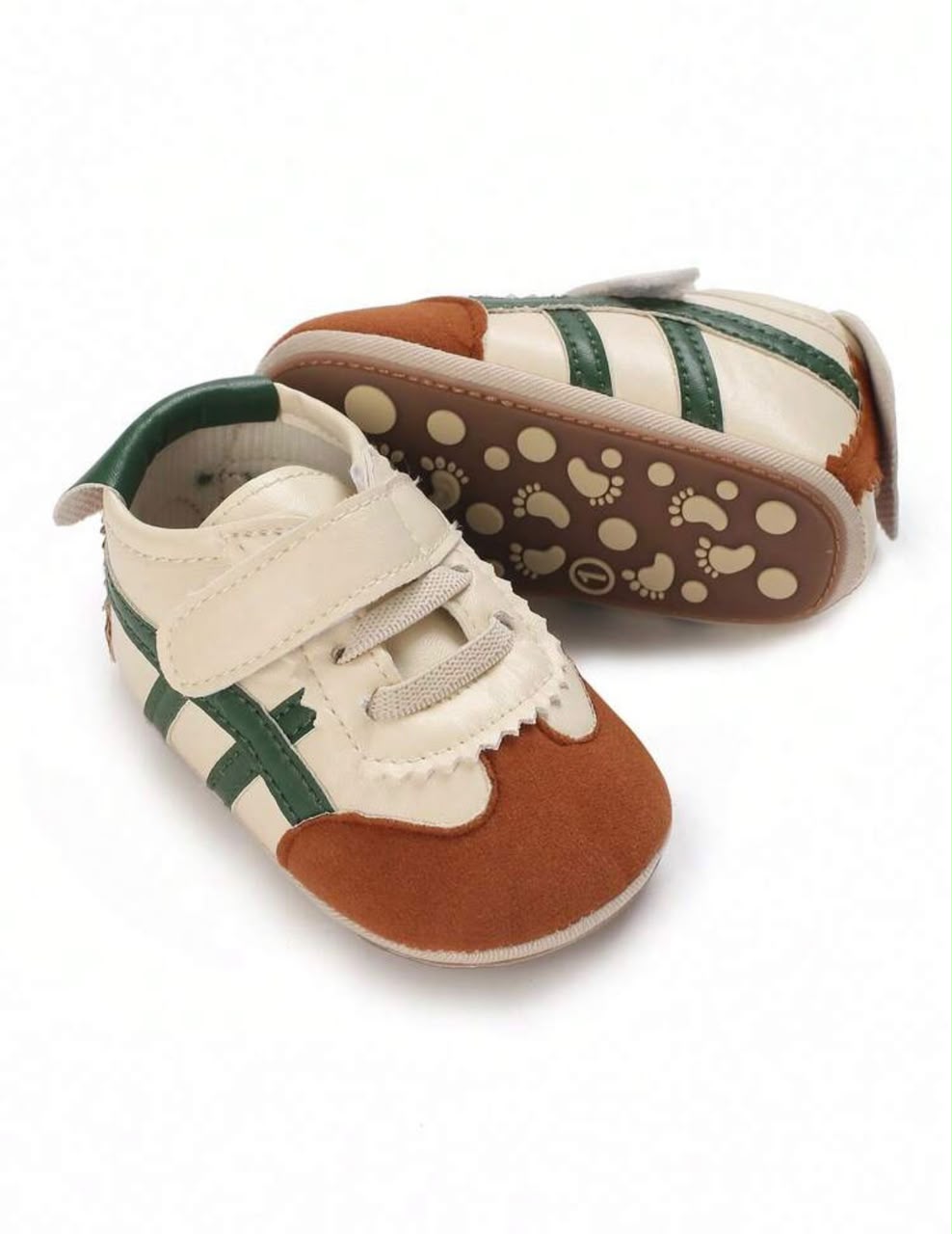 Baby Boy Sneakers | Green & Brown | 6–12 Months