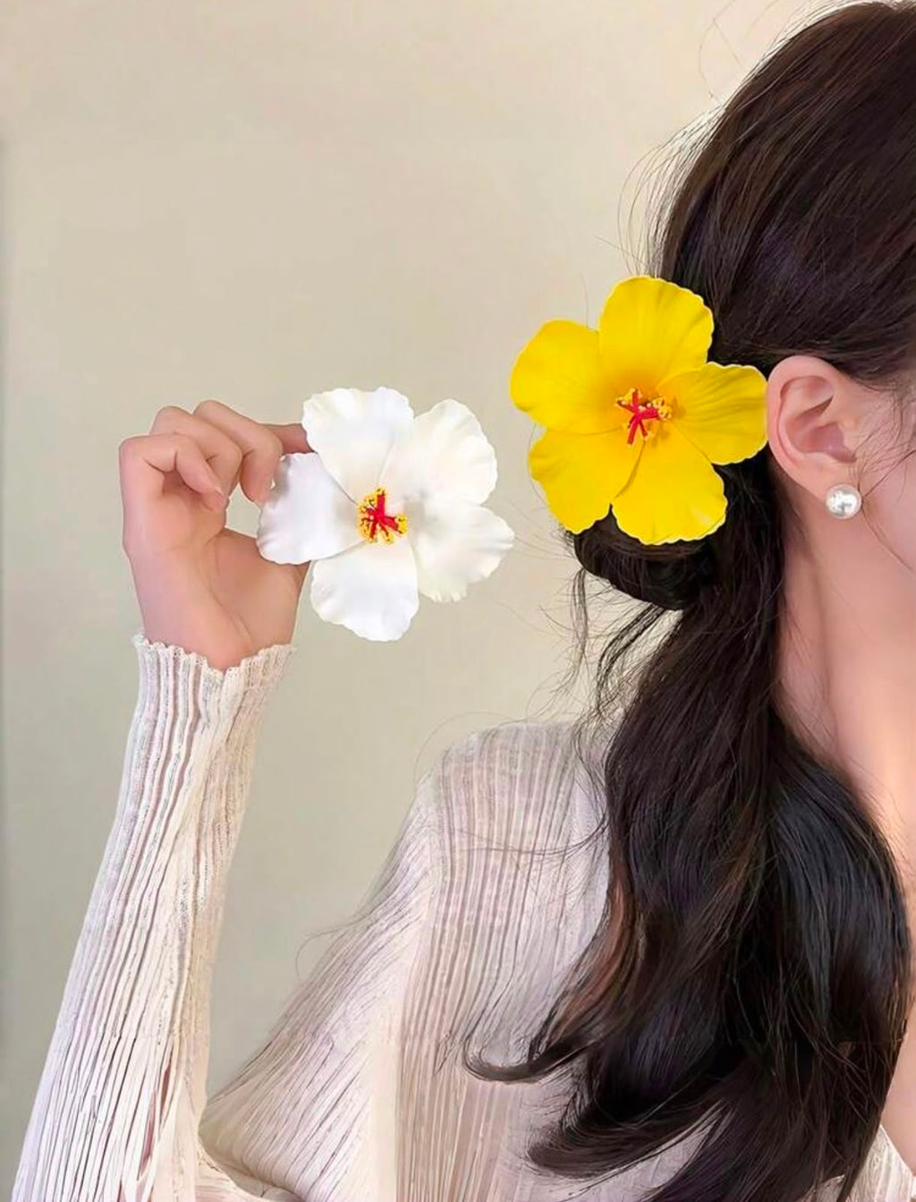 Large Tropical Flower Hair Clip – Hawaiian Floral Hair Claw for Women &Girls