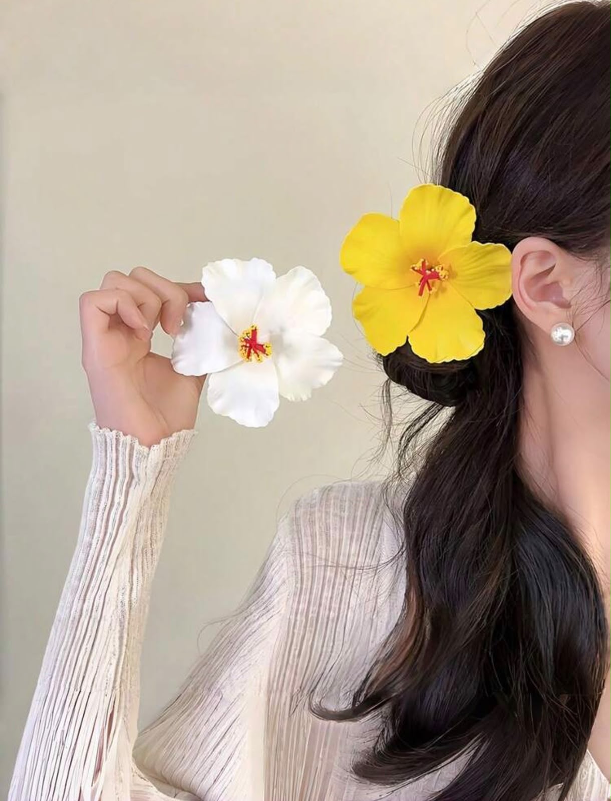 Large Tropical Flower Hair Clip – Hawaiian Floral Hair Claw for Women &Girls