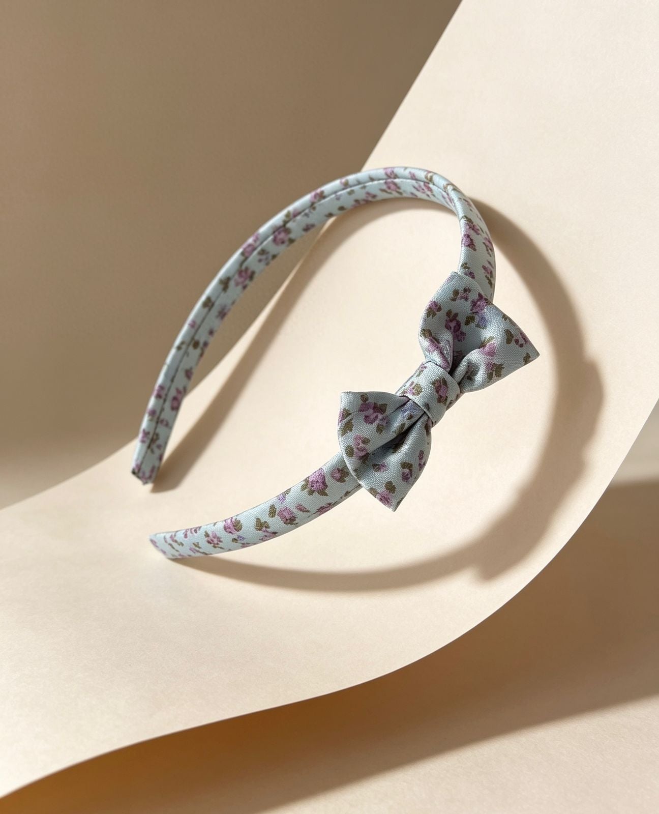 Pastel Blue Floral Bow Headband