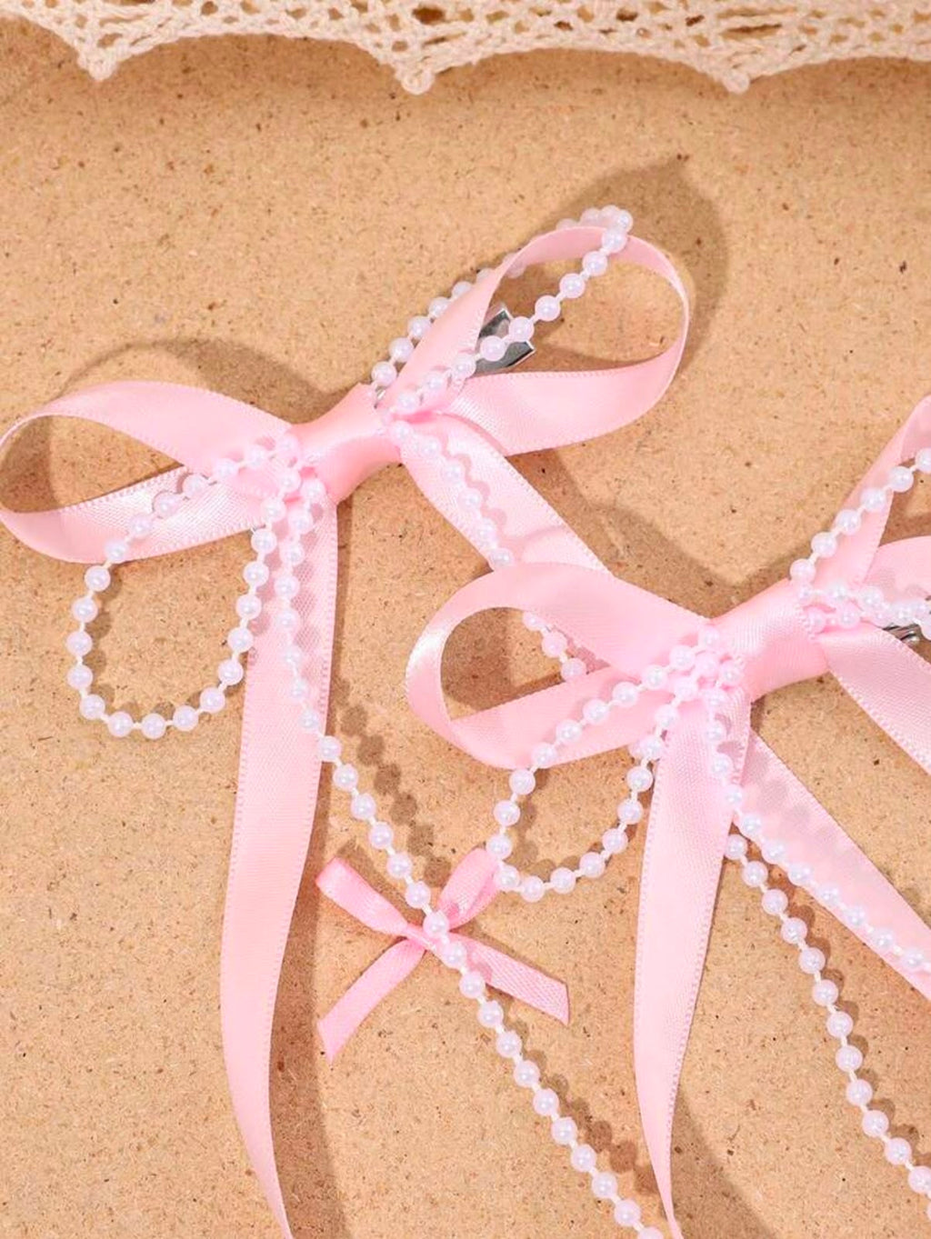 Pink Tassel Bow Hair Clips (2 Piece Set)