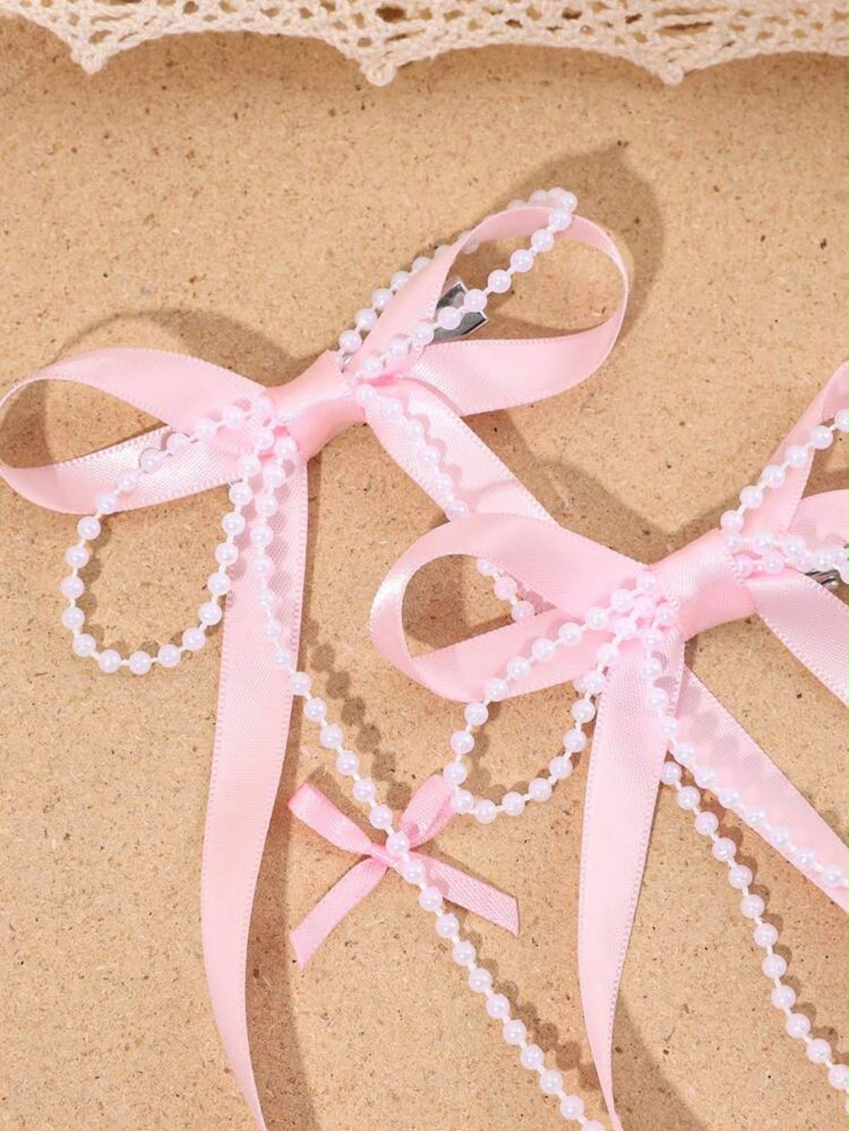 Pink Tassel Bow Hair Clips (2 Piece Set)