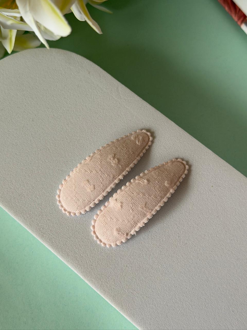 Nude Pink Bobble Fabric Hair Clips
