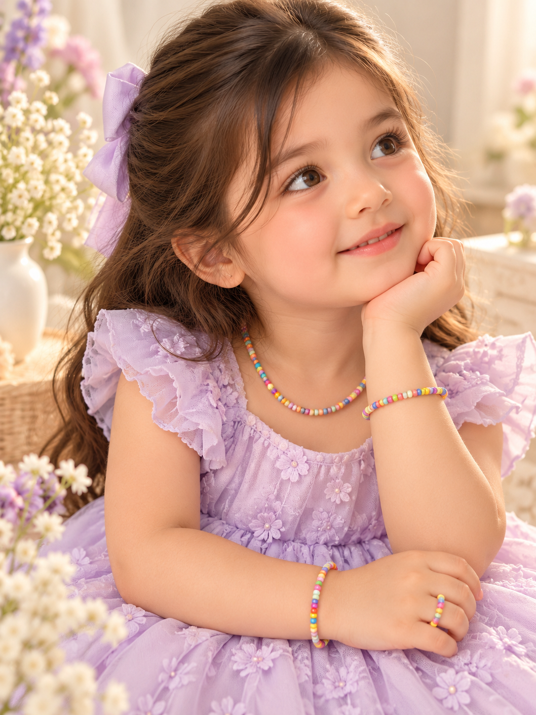 Pastel Yellow Beaded Necklace, Bracelet & Ring