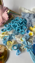 Girls Hair Accessories Bundle – Floral Clips, Bow Pins, Star Clips & Mini Rubber Bands | Blue Pastel Hair Set for Kids