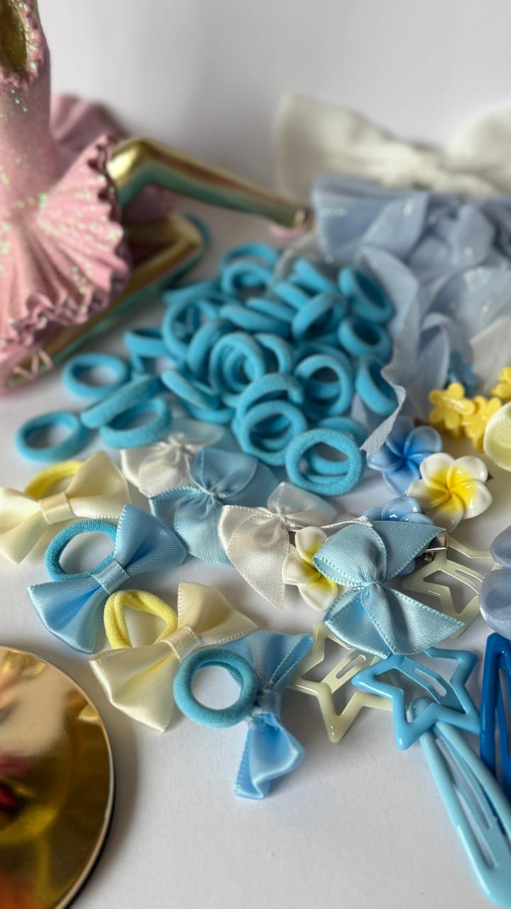 Blue & Yellow Hair Accessories Mega Set for Girls | Kids Gift Box