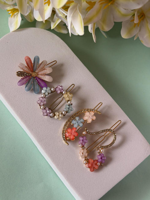 Moon & Heart Rhinestone Bobby Pins