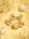 Gold Pearl & Rhinestone Mini Hair Claw Clips | Geometric Mini Hair Claws Set