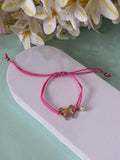 Fuchsia Pink Enamel Butterfly Cord Bracelet
