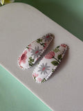 Vintage Floral Fabric Snap Hair Clips