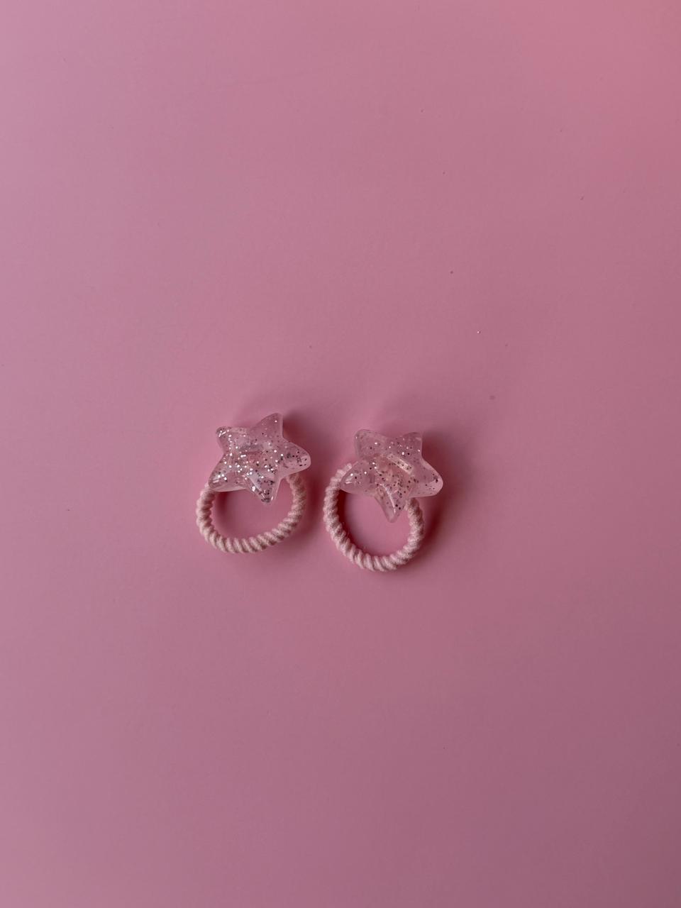 Sparkly Soft Pink Star Hair Ties