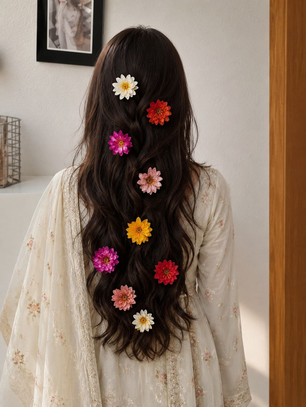 Girls Multi-Color Fabric Flower Hair Accessories