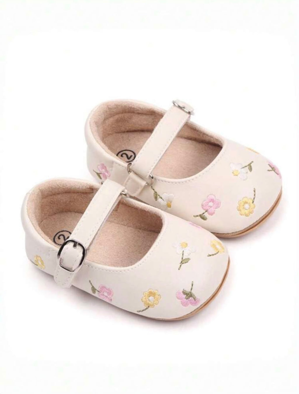 Baby Girl Mary Jane Shoes | Floral Embroidered First Walker Shoes | 6 to 12 month